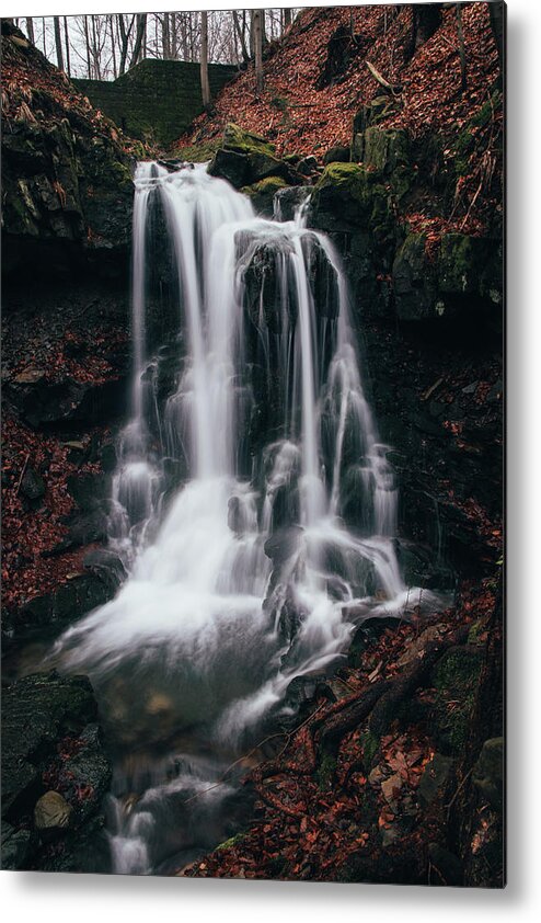 Splash Metal Print featuring the photograph Frosty waterfall Tosanovsky in Czech republic by Vaclav Sonnek