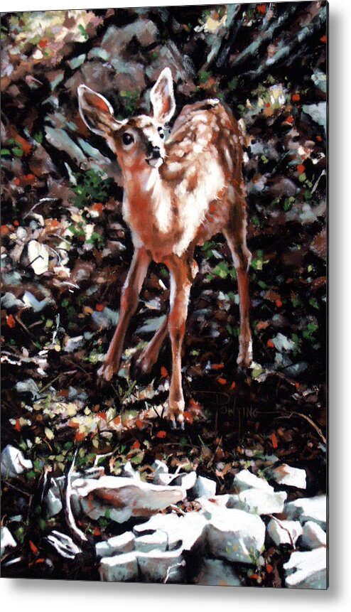 Deer Metal Print featuring the painting Garden Ornament by Dianna Ponting