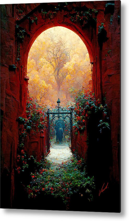 Gate Metal Print featuring the painting Gate to Secret Forest by Vart Studio