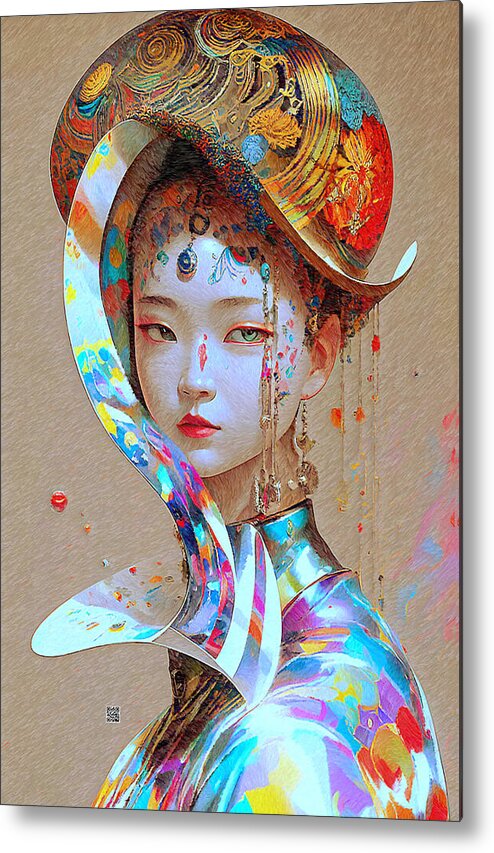 Portraits Metal Print featuring the digital art Geisha Concept by Rafael Salazar