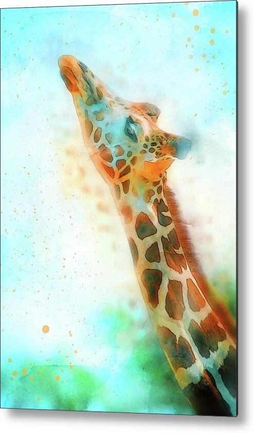 Wildlife Metal Print featuring the painting Giraffe Watercolor - 05 by AM FineArtPrints