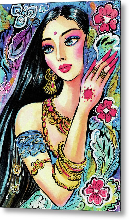 Beautiful Indian Woman Metal Print featuring the painting Gita by Eva Campbell