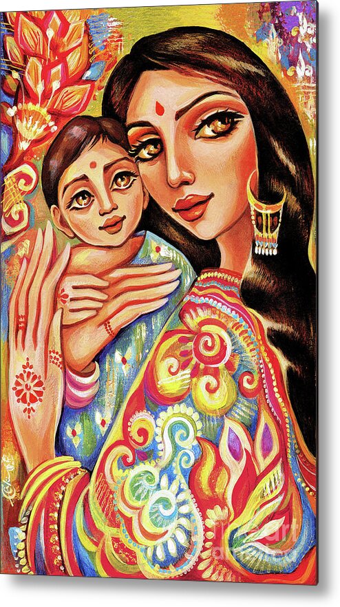 Mother And Child Metal Print featuring the painting Goddess Blessing by Eva Campbell