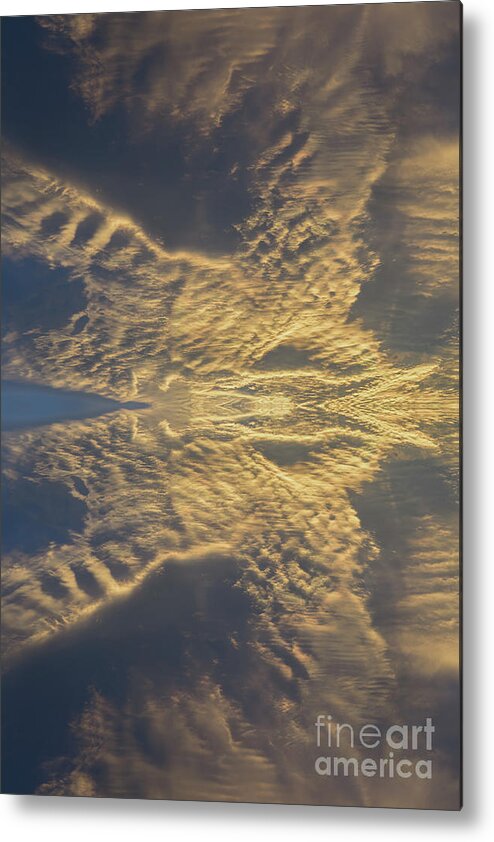 Clouds Metal Print featuring the digital art Golden clouds in the sunset sky 3 by Adriana Mueller