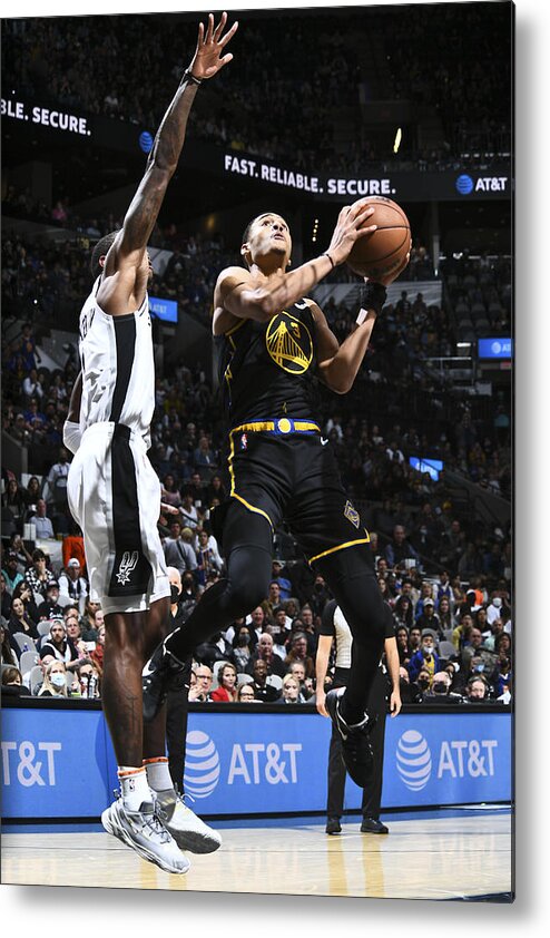 Jordan Poole Metal Print featuring the photograph Golden State Warriors v San Antonio Spurs by Michael Gonzales