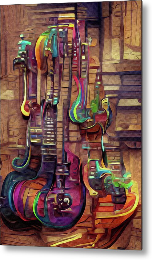  Metal Print featuring the digital art Guitar Shop by Michelle Hoffmann