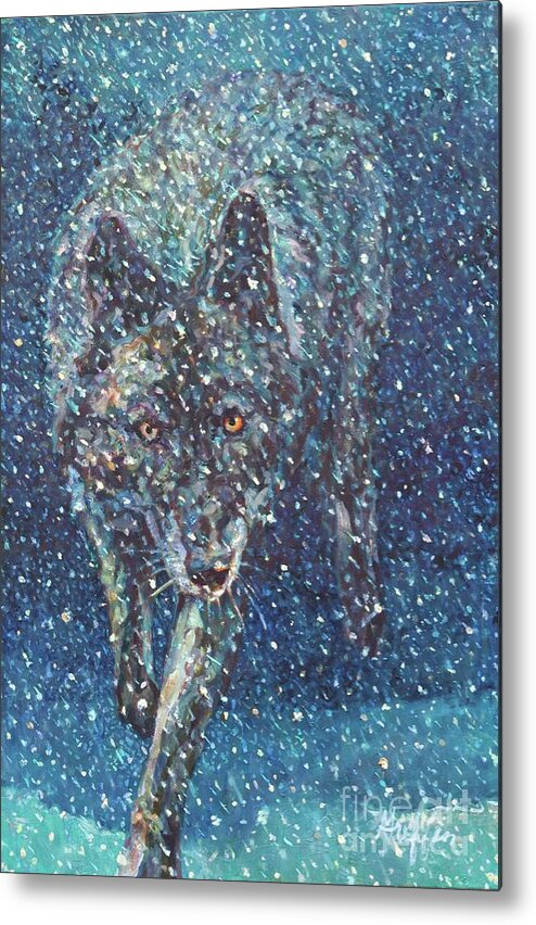 Wolf Metal Print featuring the painting Gunner by Patricia A Griffin