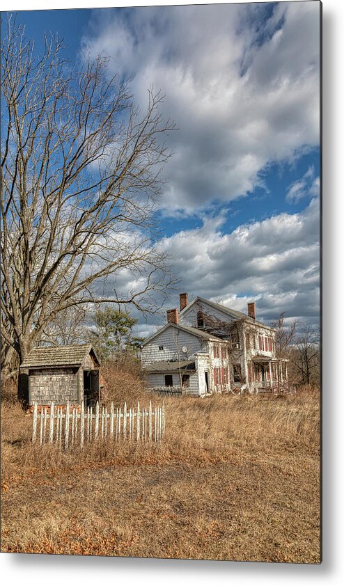White Fence Metal Print featuring the photograph Haunted Pump House by David Letts