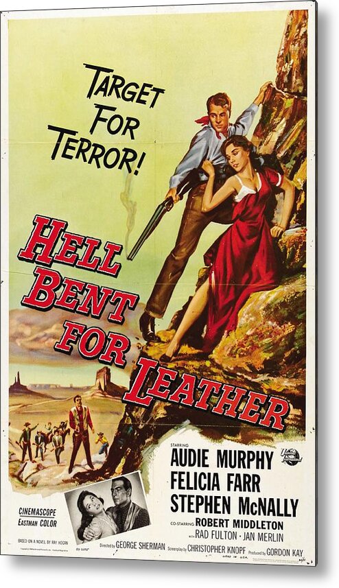 Hell Metal Print featuring the mixed media ''Hell Bent for Leather'', 1960 by Movie World Posters