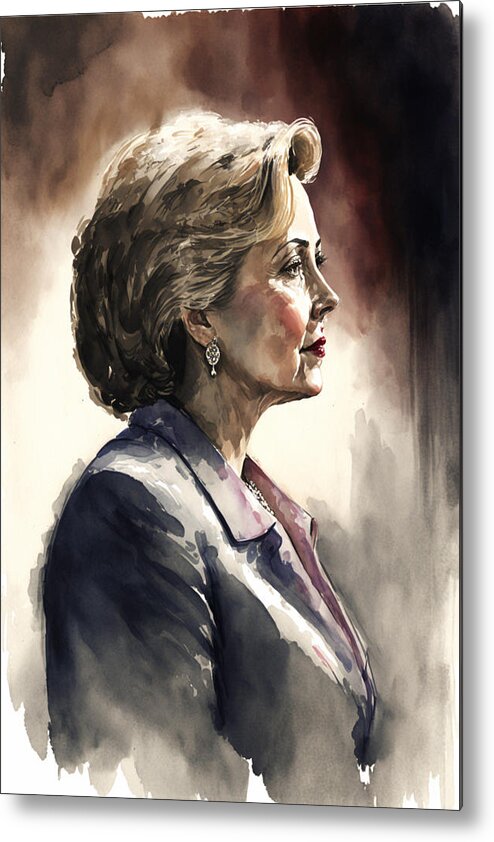Politician Metal Print featuring the painting Hillary Clinton by Kai Saarto