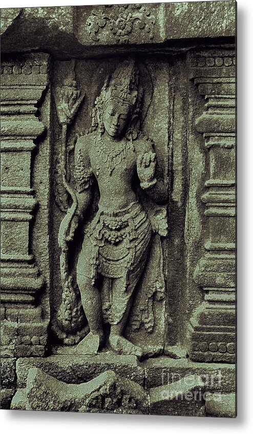 Prambanan Metal Print featuring the photograph Hindu temple figure - Prambanan II by Sharon Hudson