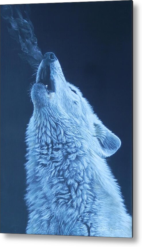 Wolf Metal Print featuring the painting Howling Wolf by John Neeve
