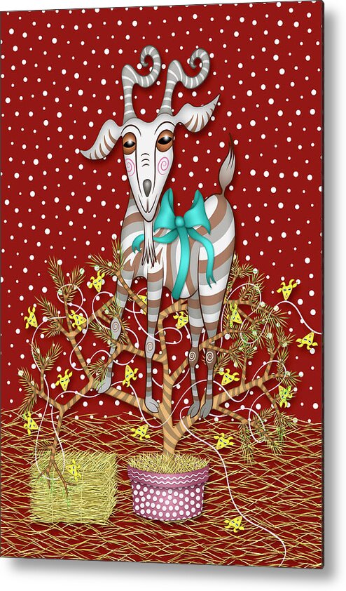 Enlightened Animal Metal Print featuring the digital art I Come Beh-eh-eh-eh-rring Gifts by Becky Titus