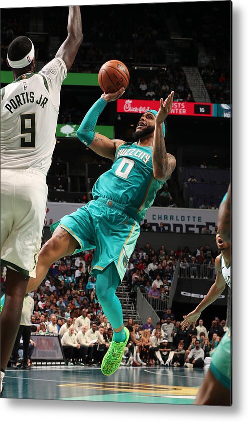 Nba Metal Print featuring the photograph In-Season Tournament - Milwaukee Bucks v Charlotte Hornets by Kent Smith