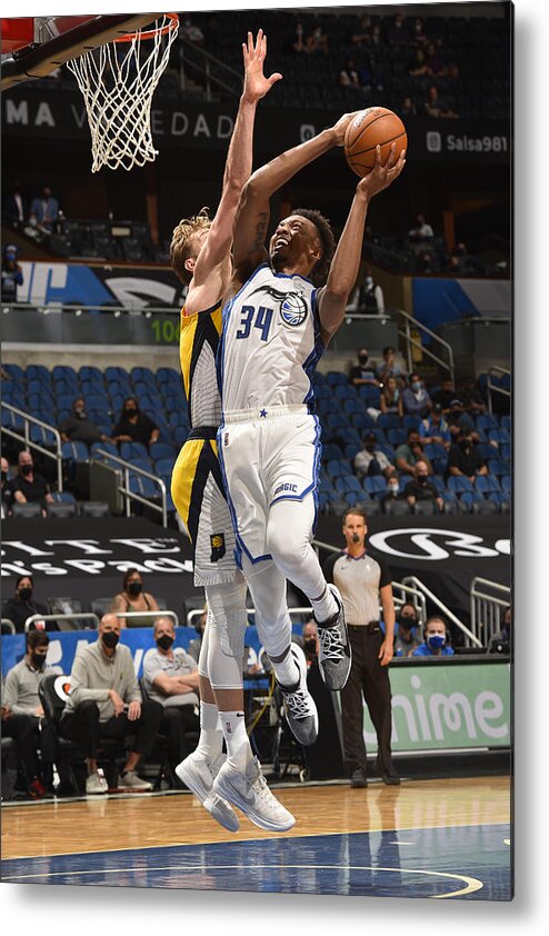 Wendell Carter Jr Metal Print featuring the photograph Indiana Pacers v Orlando Magic by Gary Bassing