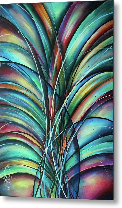 Multi Color Metal Print featuring the painting Instinct by Michael Lang