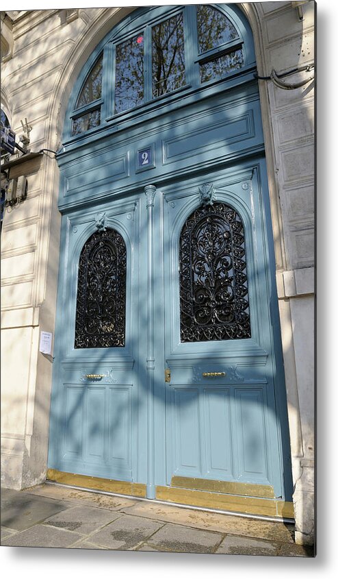 France Metal Print featuring the photograph Intricate blue door with ironwork, Paris,Ile-de-France, France by Kevin Oke