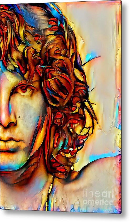 Wingsdomain Metal Print featuring the photograph Jim Morrison The Doors in Vibrant Contemporary Priimitivism Colors 20200717v4 by Wingsdomain Art and Photography