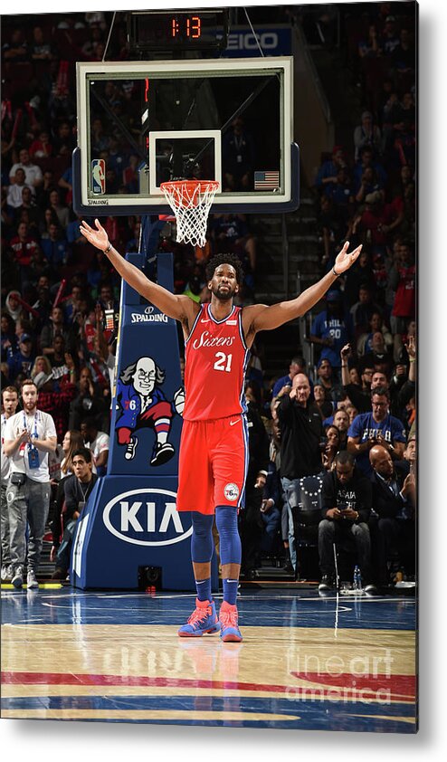 Nba Pro Basketball Metal Print featuring the photograph Joel Embiid by David Dow