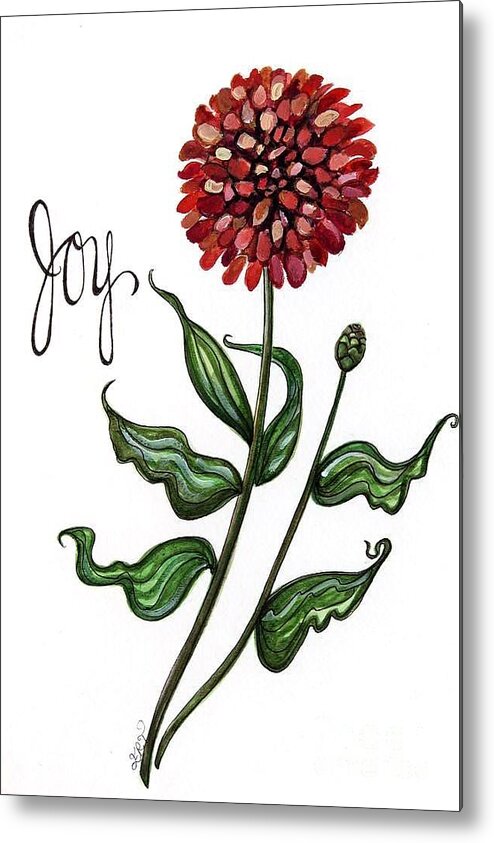 Zinnias Metal Print featuring the painting Joy by Elizabeth Robinette Tyndall
