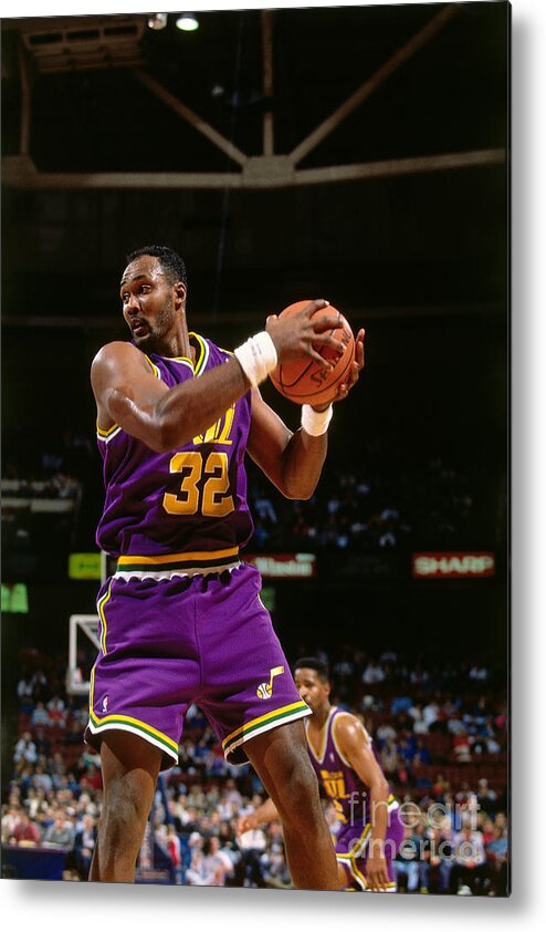 Nba Pro Basketball Metal Print featuring the photograph Karl Malone by Nathaniel S. Butler