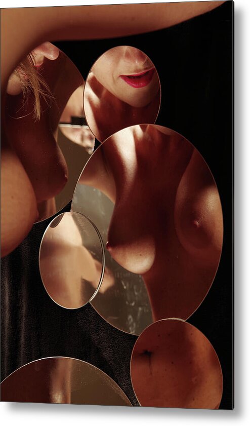 Nude Female Reflections Mirror Metal Print featuring the photograph Kebu1019 by Henry Butz