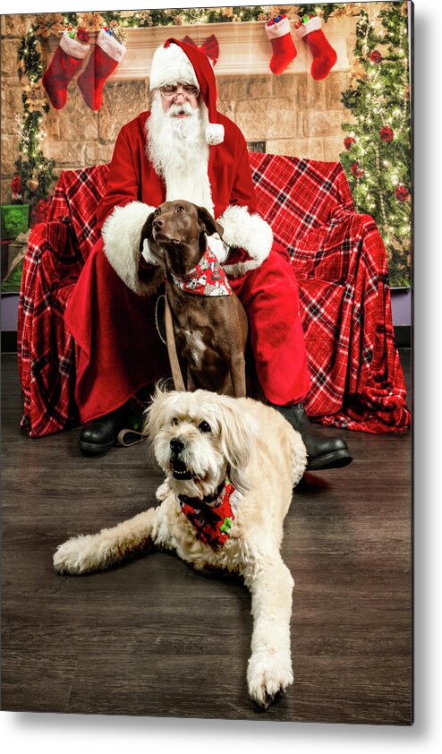 Kellie Metal Print featuring the photograph Kellie and Annie with Santa 1 by Christopher Holmes