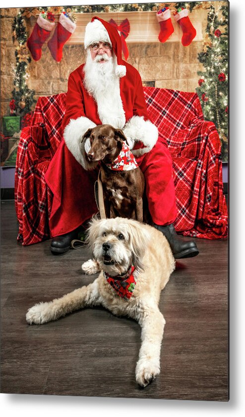 Annie Metal Print featuring the photograph Kellie and Annie with Santa 2 by Christopher Holmes