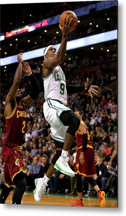 Nba Pro Basketball Metal Print featuring the photograph Kyrie Irving and Rajon Rondo by Mike Lawrie