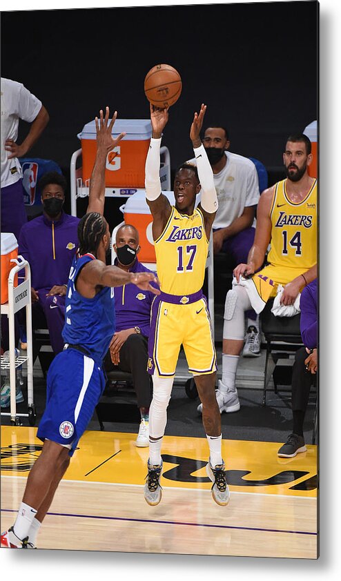 Dennis Schroder Metal Print featuring the photograph LA Clippers v Los Angeles Lakers by Adam Pantozzi
