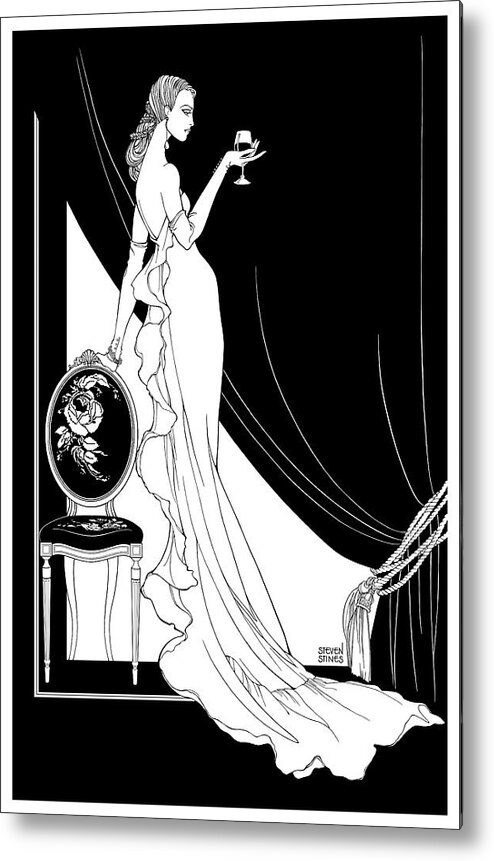 Glamour Metal Print featuring the drawing La Traviata by Steven Stines