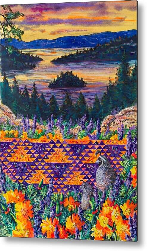 Lady Of The Lake Quilt Pattern Featuring Emerald Bay Metal Print featuring the painting Lady of the Lake by Diane Phalen
