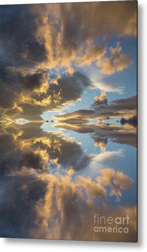 Heaven Metal Print featuring the digital art Light and golden clouds in the blue sky by Adriana Mueller