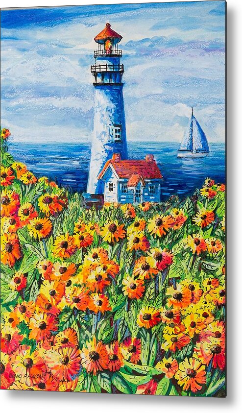 Lighthouse Metal Print featuring the painting Lighthouse Vista by Diane Phalen