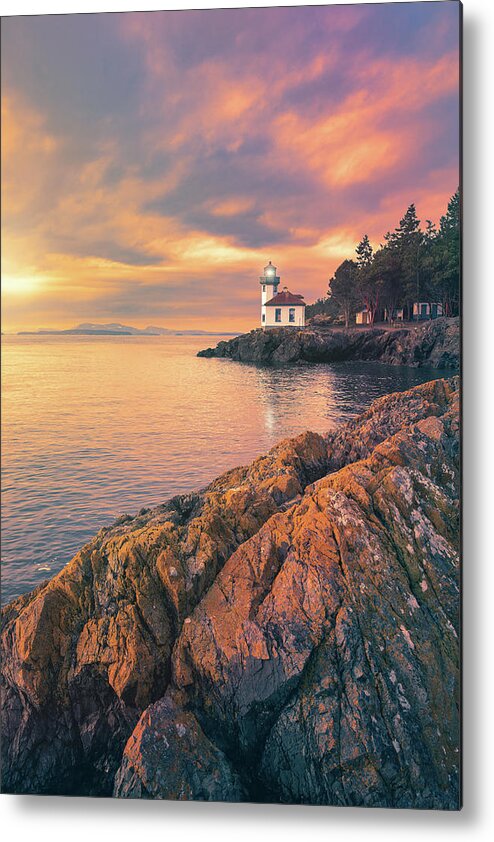 Lime Kiln Lighthouse Metal Print featuring the digital art Lime Kiln Lighthouse by Michael Rauwolf