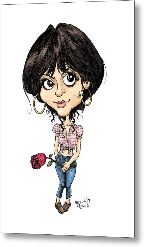 Caricature Metal Print featuring the drawing Linda Rondstadt by Mike Scott