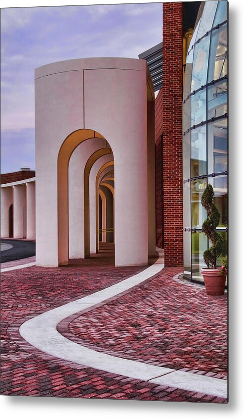 Arches Metal Print featuring the photograph Lines and Arches at The Ferguson Center for the Arts with the Peninsula Fine Arts Center by Ola Allen