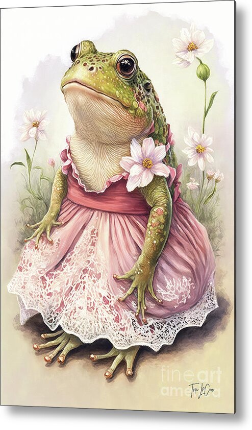 Frogs Metal Print featuring the painting Little Miss Prissy by Tina LeCour