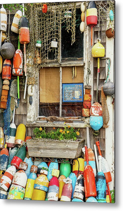 Blue Metal Print featuring the photograph Lobster Shack Wooden Window, Rockport, Massachusetts by Dawna Moore Photography