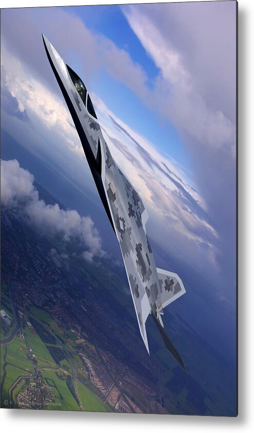 Lmt Metal Print featuring the digital art Lockheed LMT Raven II going vertical by Custom Aviation Art