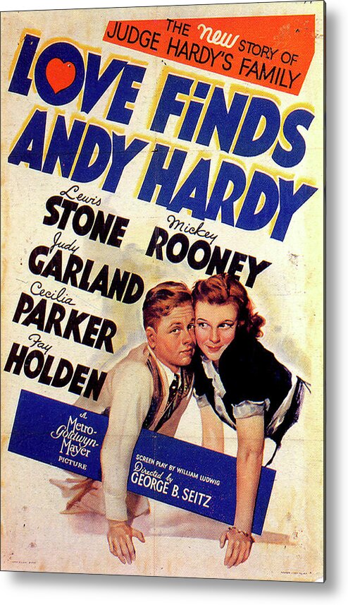 Love Metal Print featuring the mixed media ''Love Finds Andy Hardy'' poster by Movie World Posters