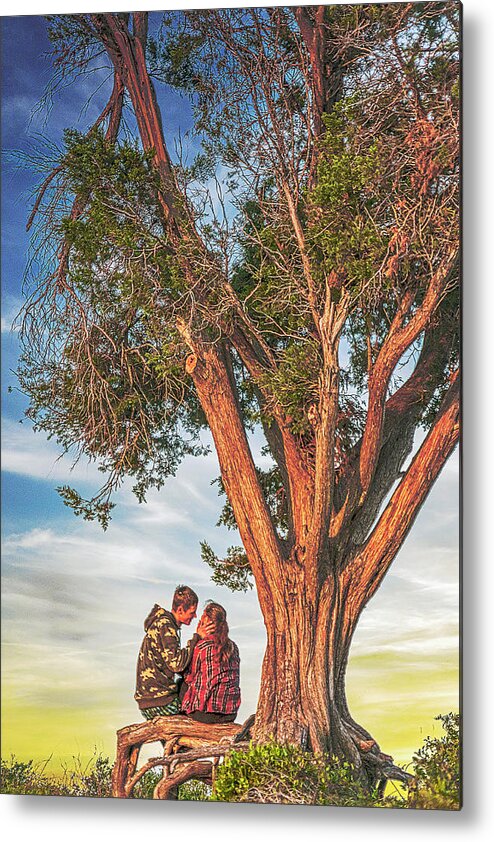Cypress Tree Metal Print featuring the photograph Love Under the Cypress Tree by WAZgriffin Digital