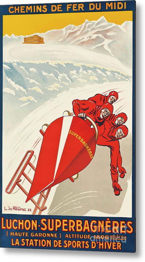 Bobsled Metal Print featuring the painting Luchon Superbagnres, 1922 by L de Neurac