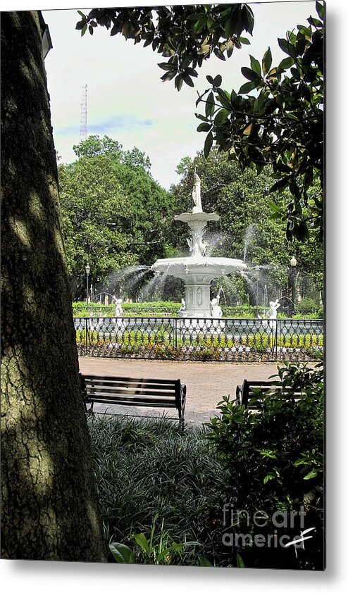 Savannah Metal Print featuring the photograph Magnolia and Forsyth Park Fountain by Theresa Fairchild