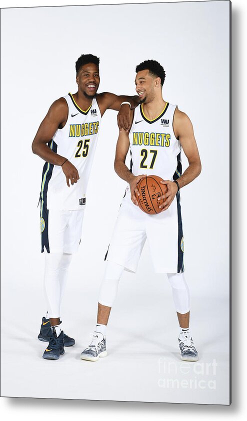 Malik Beasley Metal Print featuring the photograph Malik Beasley and Jamal Murray by Garrett Ellwood