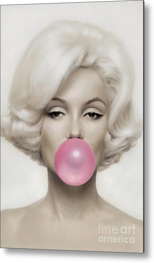 Pop Art Paintings Mixed Media Mixed Media Metal Print featuring the mixed media Marilyn Monroe by Marvin Blaine