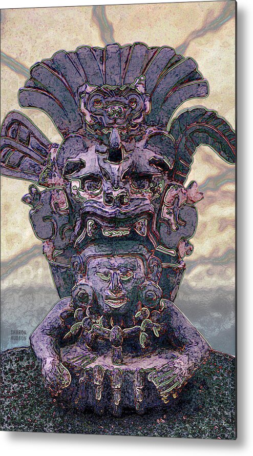 Maya Metal Print featuring the photograph Mayan sculpture art - Meet the Maya by Sharon Hudson