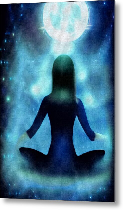  Metal Print featuring the digital art Meditation By Moonlight by Michelle Hoffmann