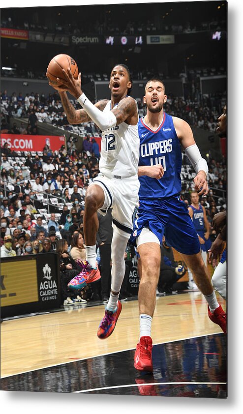 Ja Morant Metal Print featuring the photograph Memphis Grizzlies v LA Clippers by Andrew D. Bernstein