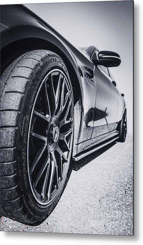 Black&white Metal Print featuring the photograph Mercedes AMG Car by MPhotographer